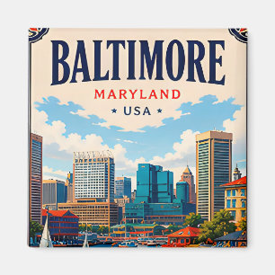 ⚓ Hafen und Skyline von Baltimore Maryland Magnet