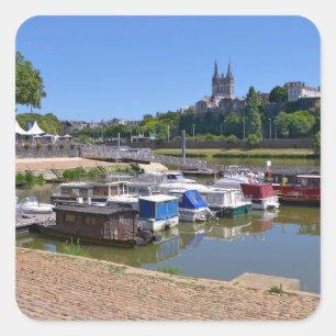 Hafen von Angers in Frankreich Quadratischer Aufkleber