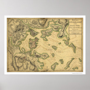 Hafen von Boston Karte 1775 Poster