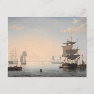 Hafen von Boston mit der Stadt in der Ferne Postkarte