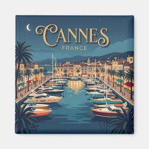 Hafen von Cannes bei Nacht Frankreich Magnet