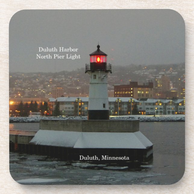 Hafen von Duluth North Pier Light 6 Kunststoff-Unt Getränkeuntersetzer (Vorderseite)