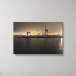 Hafen von Hull bei Nacht – Industrielle Docklands Leinwanddruck