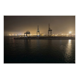 Hafen von Hull bei Nacht – Industrielle Docklands Poster