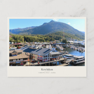 Hafen von Ketchikan und Bergkulisse Postkarte