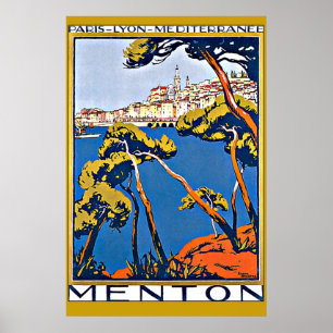 Hafen von Menton Frankreich Poster