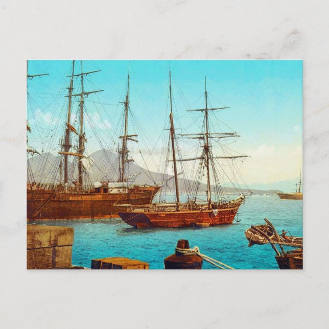 Hafen von Neapel Italien 1800 Postkarte (Vorderseite)