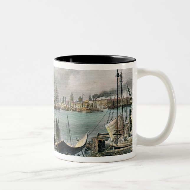 Hafen von New Orleans, graviert von D.G. Thompson Zweifarbige Tasse (Rechts)