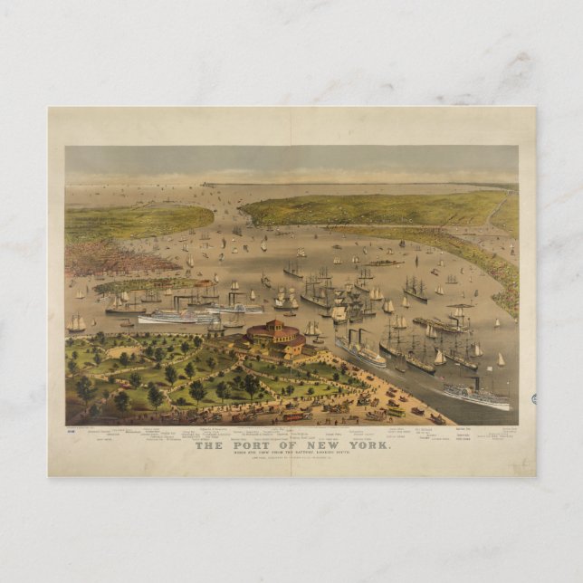 Hafen von New York von Ives im Jahr 1878 Postkarte (Vorderseite)