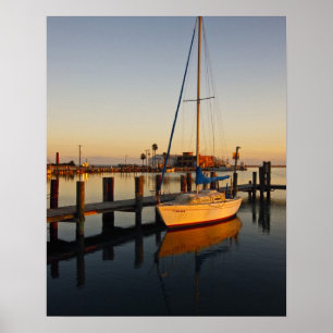 Hafen von Rockport, Texas bei Sonnenuntergang Poster