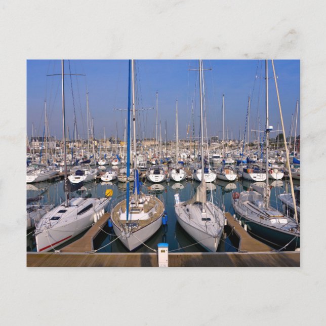 Hafen von Saint-Vaast-la-Hougue in Frankreich Postkarte (Vorderseite)