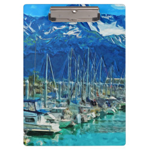 Hafen von Seward Alaska Abstrakter Impressionismus Klemmbrett