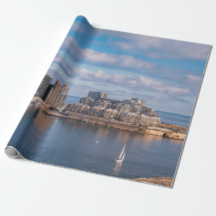 Hafen von Sliema und Wolkenkratzer in Malta Geschenkpapier