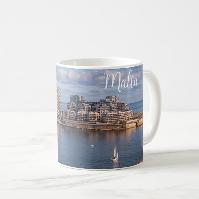 Hafen von Sliema und Wolkenkratzer in Malta Kaffeetasse (VorderseiteRechts)