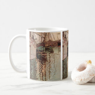 Hafen von Triest durch Egon Schiele, Vintage Kunst Kaffeetasse