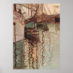 Hafen von Triest von Egon Schiele, Vintage Art Poster