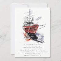 Hafen Yacht Sailboat Wasserfarbe Brautparty