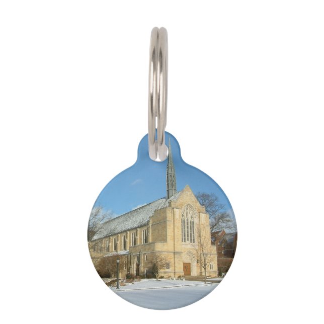 Hafenkapelle im Winter an der Grove City Uni Haustiermarke (Vorderseite)