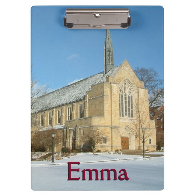 Hafenkapelle im Winter an der Grove City Uni Klemmbrett (Vorderseite)