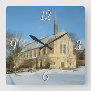 Hafenkapelle im Winter an der Grove City Uni Quadratische Wanduhr
