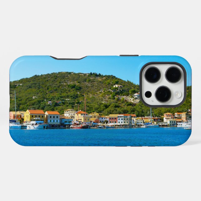 Hafenküste von Antipaxos iPhone Hülle (Rückseite (Horizontal))