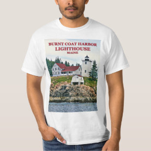 Hafenstadt Brurnt Leuchtturm, Maine T - Shirt