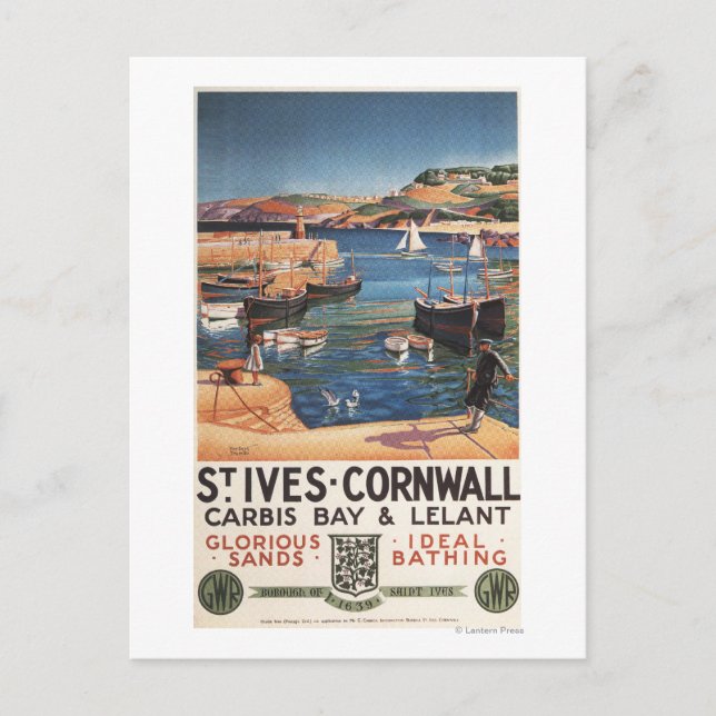 Hafenszene mit Girl- und Gulls-Bahn Postkarte (Vorderseite)