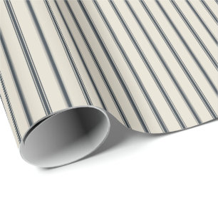 Haferflocken-Navy-Rustikal-Dünne-Ticking-Streifen Geschenkpapier