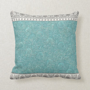 Hafermehl aquamarines blaues dekoratives kissen
