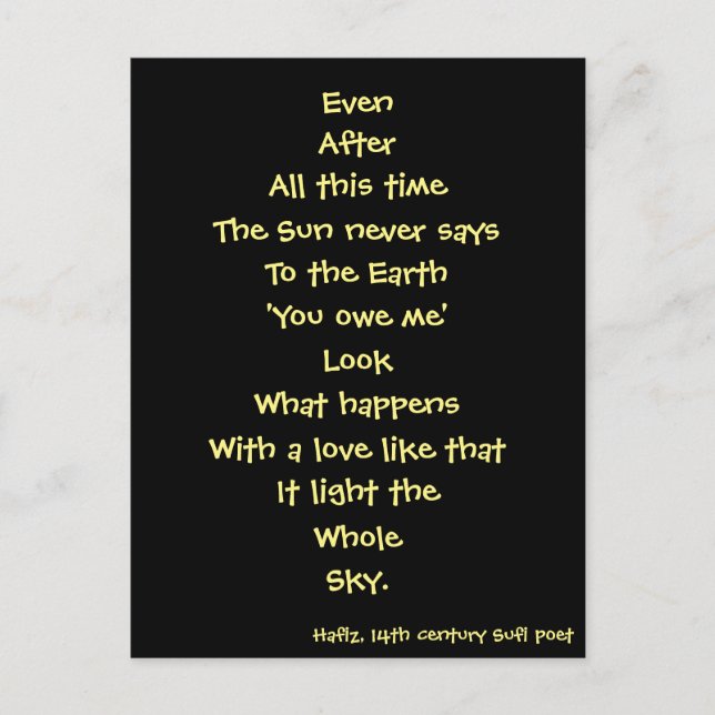 Hafiz-Gedicht Postkarte (Vorderseite)
