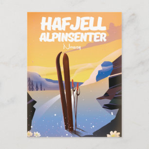 Hafjell Alpinsenter Norwegen schönes Skiposter. Postkarte