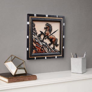Haflinger Aufstieg: Schwarz-Braun-Holz-Custom Quadratische Wanduhr