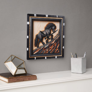 Haflinger Climb: Custom Palette Holz Art Quadratische Wanduhr