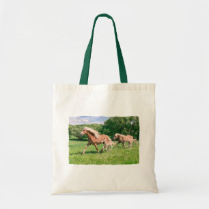 Haflinger Pferde Niedlich Foals Lauf Funny Animal Tragetasche