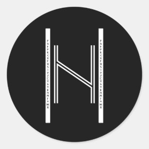 Hagalaz BW Stickers (Rund)