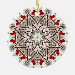 Hagebutten auf Eis Keramikornament