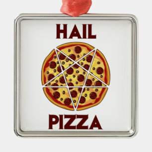 Hagel-Pizza Silbernes Ornament