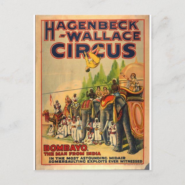 Hagenbeck Circus Vintage Postcard Bombayo Postkarte (Vorderseite)