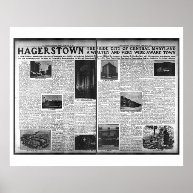 Hagerstown Featured in Washington Herald 1912 Poster (Vorne)
