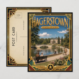 Hagerstown Maryland Vintage Art Deco Goldenes Zeit Postkarte