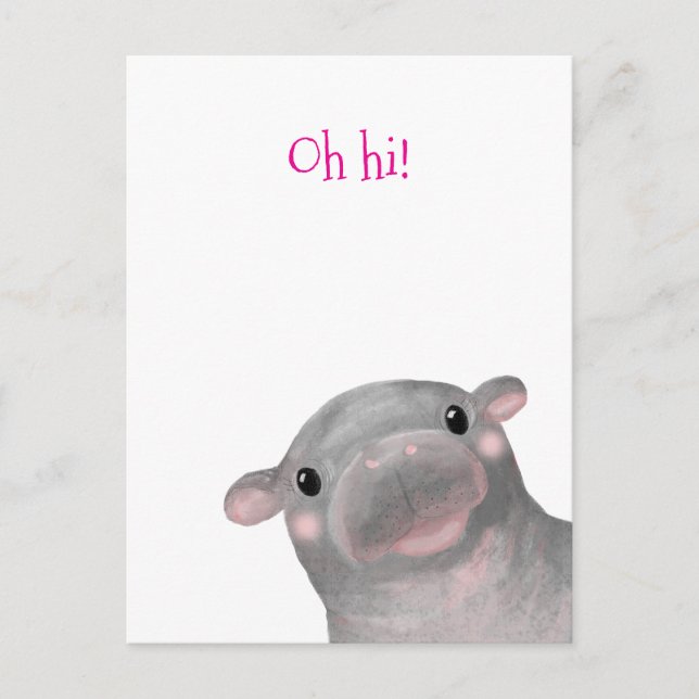 Haggis die niedliche Babyhippo-Postkarte "Oh hi!" Postkarte (Vorderseite)