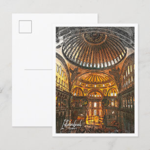 Hagia Sophia Istanbul Türkei Farbskizze Postkarte