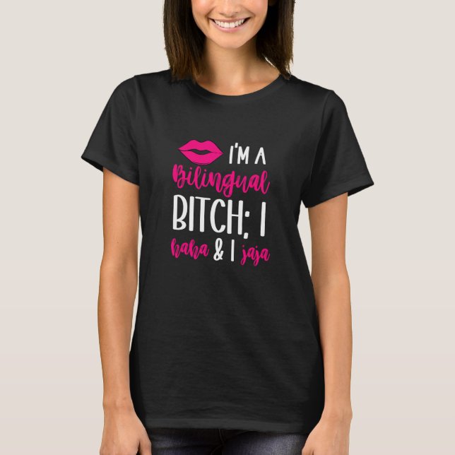 Haha Jaja  Bilingual Latina English Spanish Spangl T-Shirt (Vorderseite)