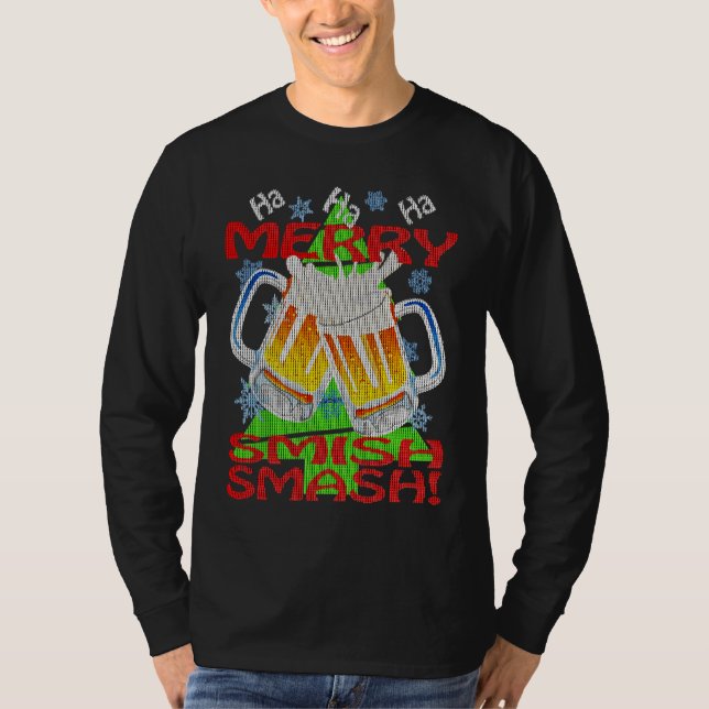 HaHaHa MERRY SMISHSMASH   Holiday Beer Drinking T-Shirt (Vorderseite)