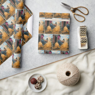 Hahn Bauer wirbelt Staub auf Geschenkpapier