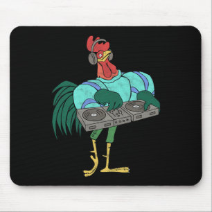 Hahn-Cartoon-DJ mit Turntables in Not Mousepad