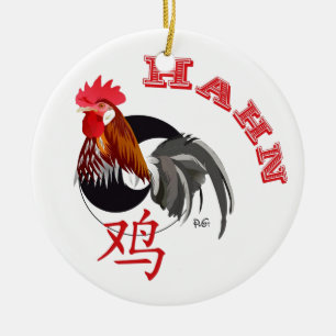 Hahn Chinesisches - Sternzeichen Keramikornament