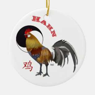 Hahn Chinesisches - Sternzeichen Keramikornament