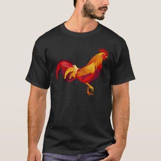 Hahn des roten Feuers in der Papierschnittart T-Shirt
