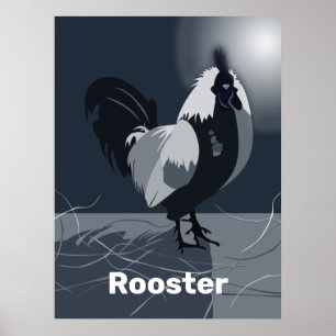 Hahn Dunkelblaue Küchenwandkunst - Poster